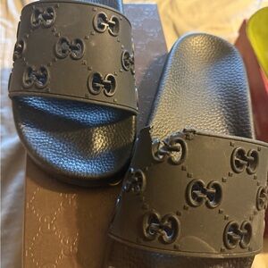 Gucci Black Slide Sandals